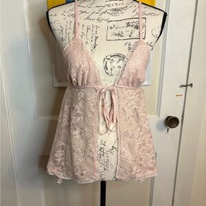 Urban Outfitters Lace Chemise in Light Pink